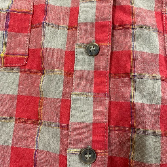 Fate Open Tie Back Top Red/Light Brown Plaid Long Sleeve Size M - Picture 9 of 13